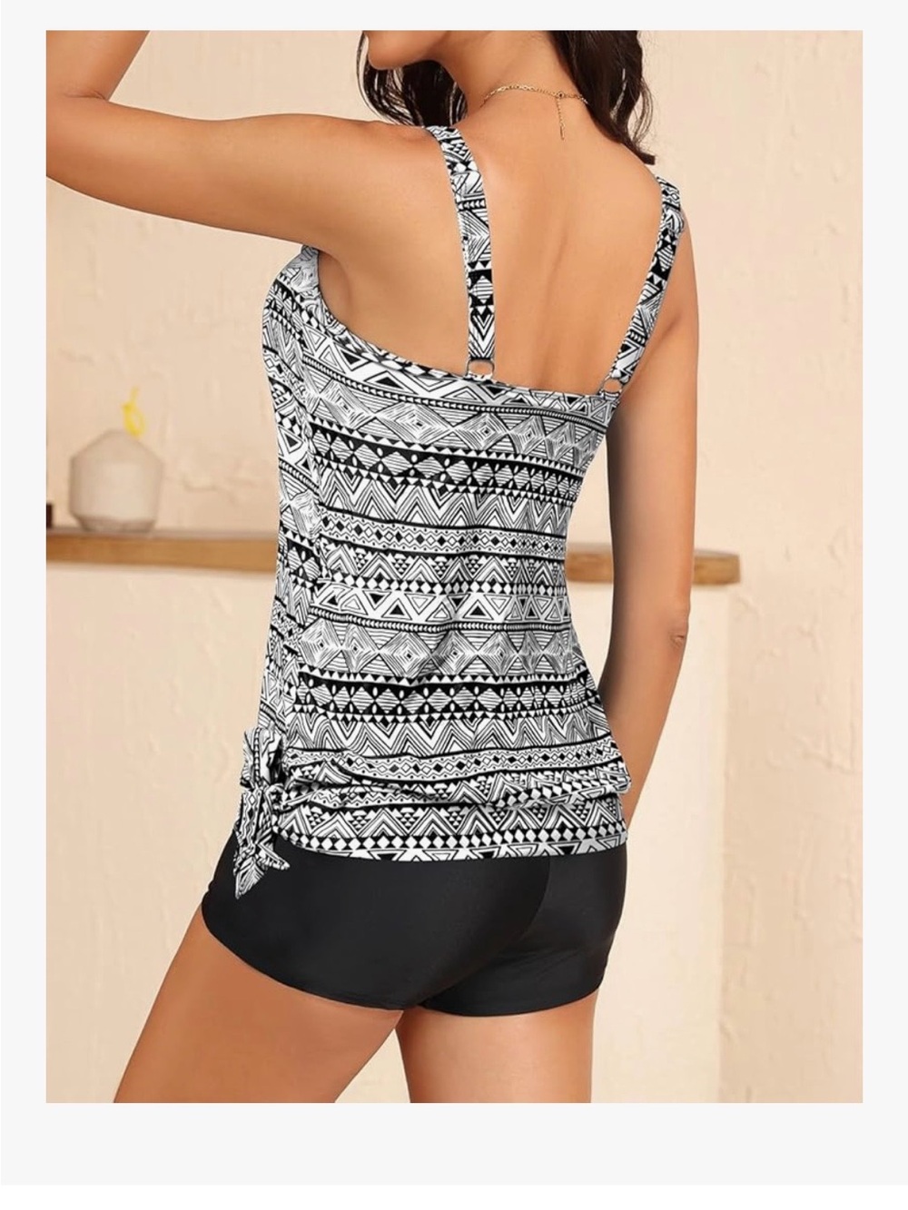 Younique Black and White Geometric Two-Piece Swim Set - Picture 4 of 6